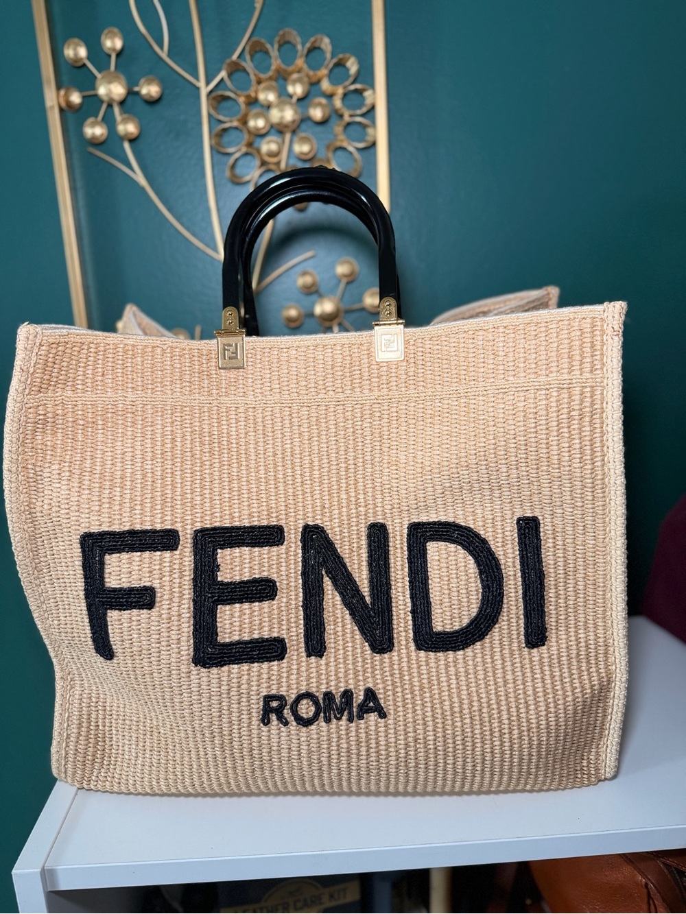Fendi Beige Raffia Sunshine Tote